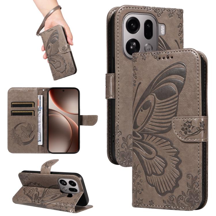 For OPPO Find X9 Pro Swallowtail Butterfly Embossed Leather Phone Case(Grey)
For OPPO Find X9 Pro Swallowtail Butterfly Embossed Leather Phone Case(Grey)