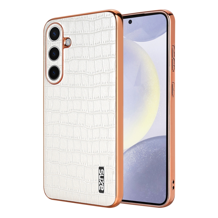 For Samsung Galaxy S25+ 5G AZNS Electroplated Frame Crocodile Texture Full Coverage Phone Case(White)
For Samsung Galaxy S25+ 5G AZNS Electroplated Frame Crocodile Texture Full Coverage Phone Case(White)