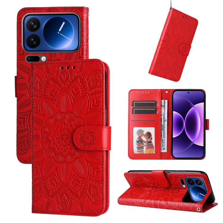 For Xiaomi 17 Pro Embossed Sunflower Leather Phone Case(Red)
For Xiaomi 17 Pro Embossed Sunflower Leather Phone Case(Red)