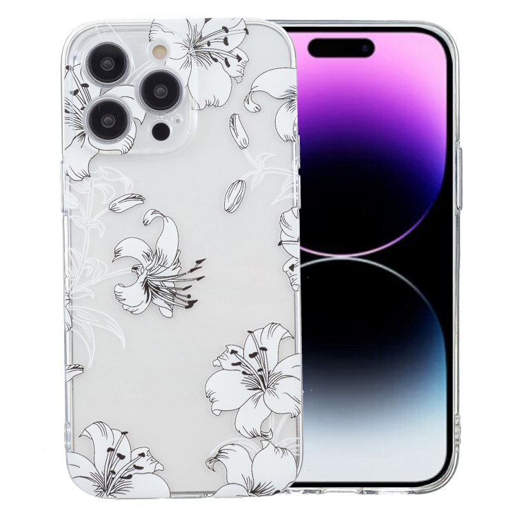 For iPhone 16 Pro Colored Drawing Pattern Transparent TPU Phone Case(White Flower)
For iPhone 16 Pro Colored Drawing Pattern Transparent TPU Phone Case(White Flower)
