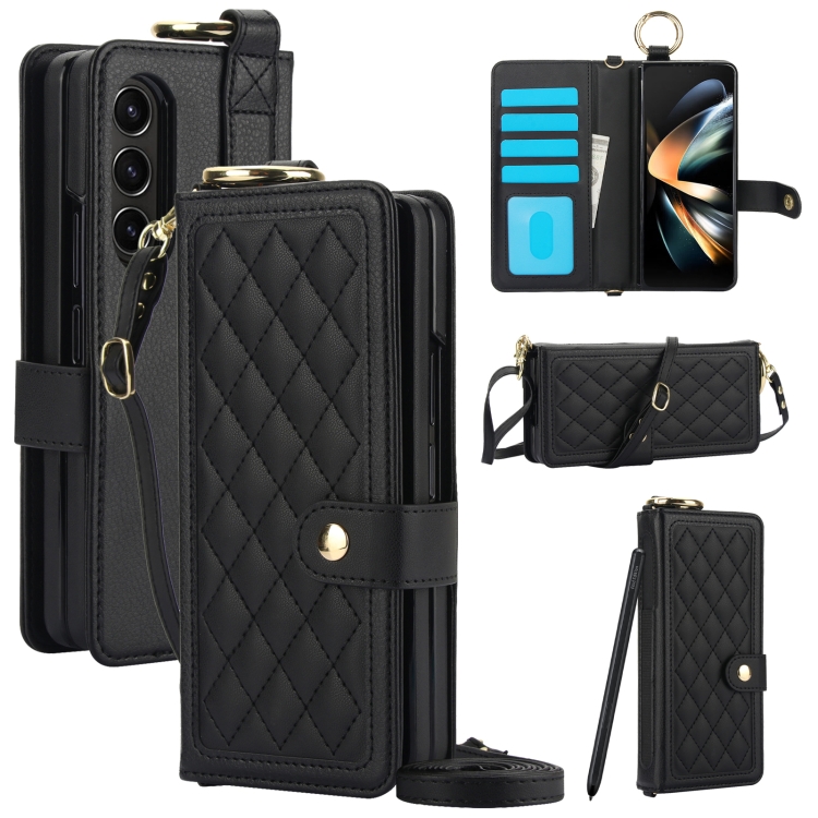 For Samsung Galaxy Z Fold4 Splicing Rhombic Texture Phone Case with Long & Short Lanyard, Not Included Pen(Black)
For Samsung Galaxy Z Fold4 Splicing Rhombic Texture Phone Case with Long & Short Lanyard, Not Included Pen(Black)