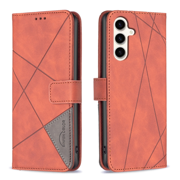 For Samsung Galaxy S24 FE 5G Magnetic Buckle Rhombus Texture Leather Phone Case(Brown)
For Samsung Galaxy S24 FE 5G Magnetic Buckle Rhombus Texture Leather Phone Case(Brown)
