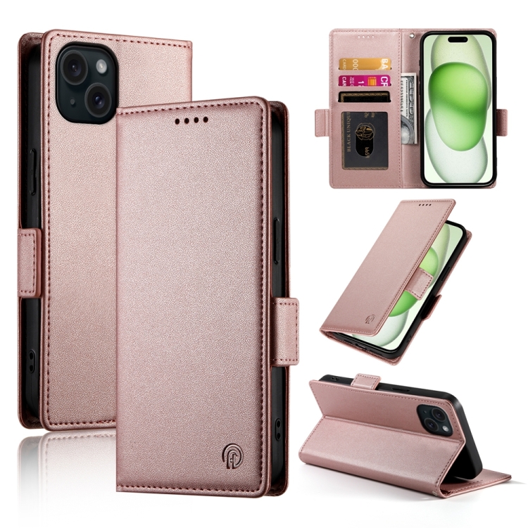 For iPhone 15 Plus Side Buckle Magnetic Frosted Leather Phone Case(Rose Gold)
For iPhone 15 Plus Side Buckle Magnetic Frosted Leather Phone Case(Rose Gold)