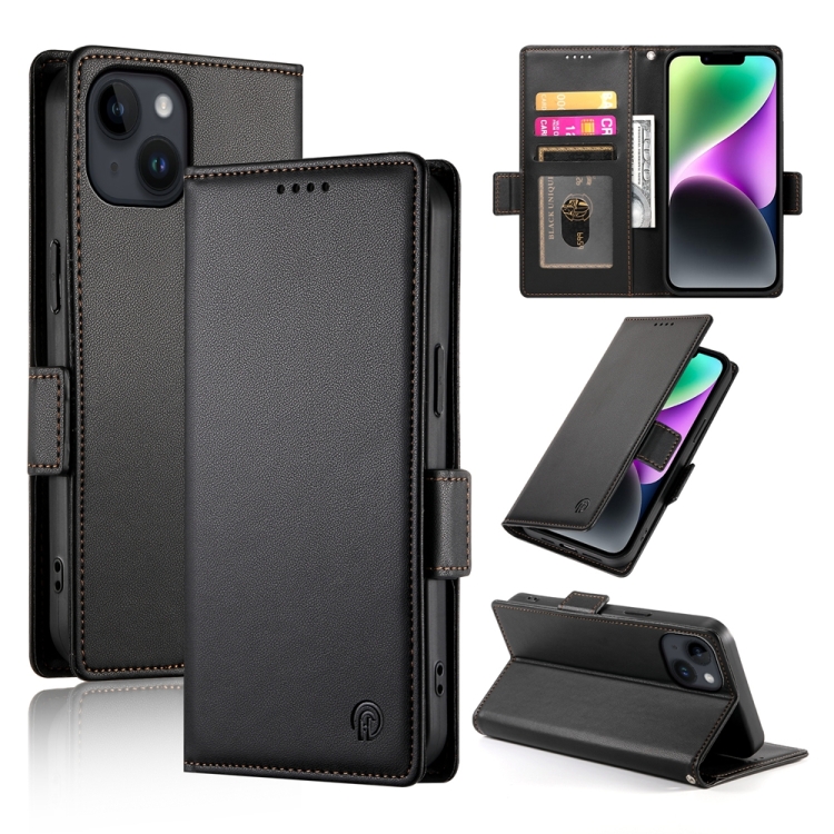 For iPhone 14 Side Buckle Magnetic Frosted Leather Phone Case(Black) 
For iPhone 14 Side Buckle Magnetic Frosted Leather Phone Case(Black)