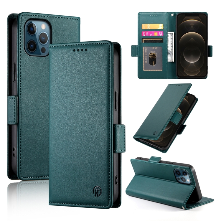 For iPhone 12 Pro Max Side Buckle Magnetic Frosted Leather Phone Case(Dark Green) 
For iPhone 12 Pro Max Side Buckle Magnetic Frosted Leather Phone Case(Dark Green)