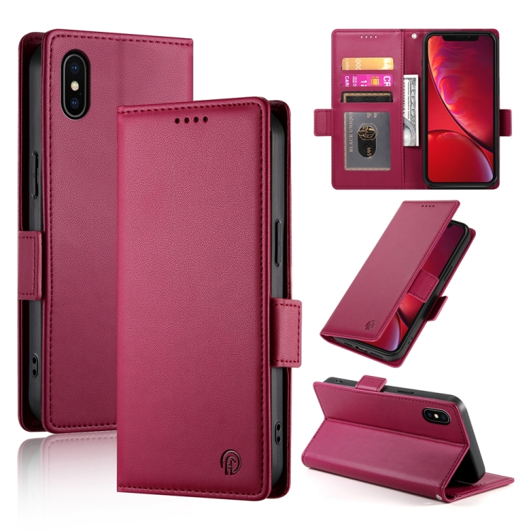 For iPhone X / XS Side Buckle Magnetic Frosted Leather Phone Case(Wine Red)
For iPhone X / XS Side Buckle Magnetic Frosted Leather Phone Case(Wine Red)