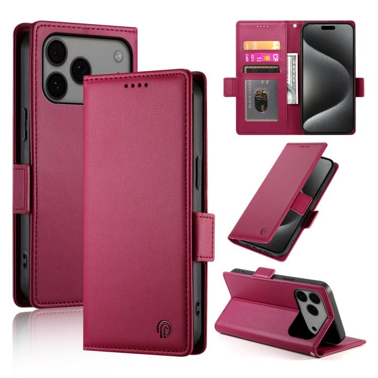 For iPhone 17 Pro Max Side Buckle Magnetic Frosted Leather Phone Case(Wine Red)
For iPhone 17 Pro Max Side Buckle Magnetic Frosted Leather Phone Case(Wine Red)