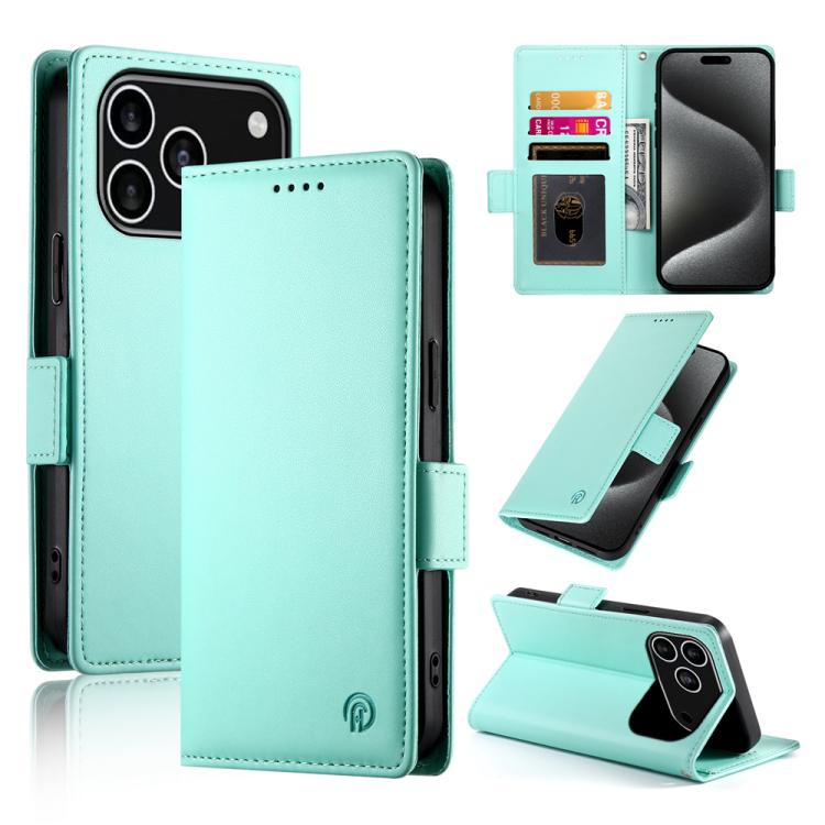 For iPhone 17 Pro Side Buckle Magnetic Frosted Leather Phone Case(Mint Green)
For iPhone 17 Pro Side Buckle Magnetic Frosted Leather Phone Case(Mint Green)