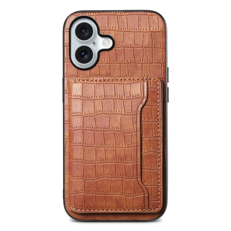 For iPhone 17 Crocodile Texture Card Bag Design Full Coverage Phone Case(Brown)
For iPhone 17 Crocodile Texture Card Bag Design Full Coverage Phone Case(Brown)