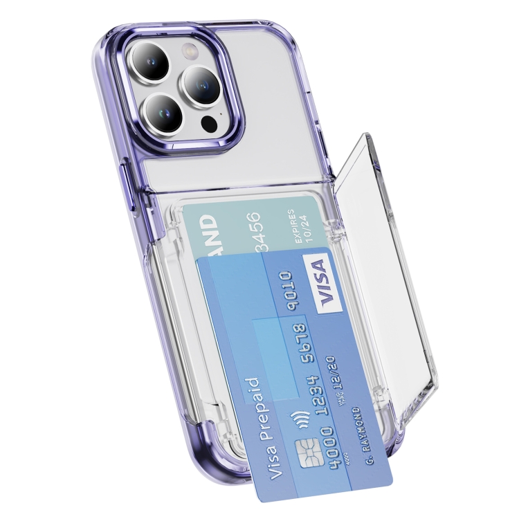 For iPhone 13 Pro Card Holder Acrylic Hybrid TPU Phone Case(Transparent Purple)
For iPhone 13 Pro Card Holder Acrylic Hybrid TPU Phone Case(Transparent Purple)