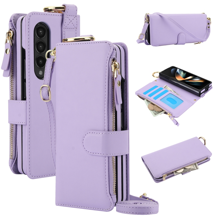 For Samsung Galaxy Z Fold3 5G Crossbody Ring Multifunctional Wallet Fold Leather Phone Case(Purple)
For Samsung Galaxy Z Fold3 5G Crossbody Ring Multifunctional Wallet Fold Leather Phone Case(Purple)