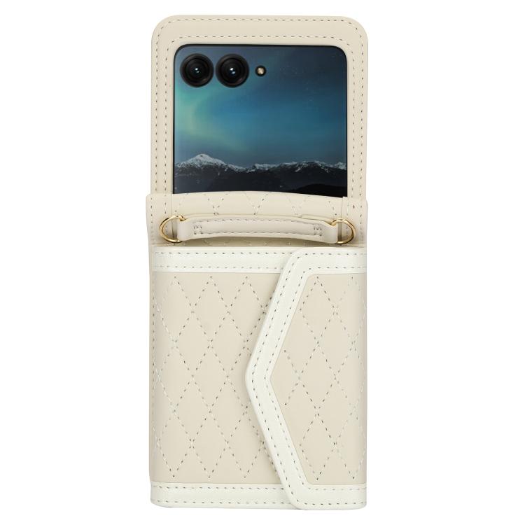 For Motorola Razr 60 Ultra Splicing Rhombic Texture Phone Case with Long & Short Lanyard(Beige)
For Motorola Razr 60 Ultra Splicing Rhombic Texture Phone Case with Long & Short Lanyard(Beige)