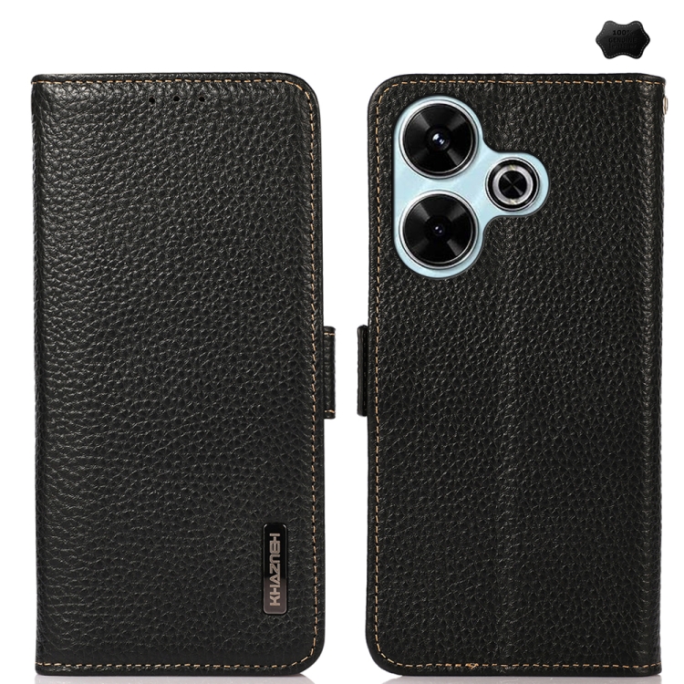 For Redmi 13 4G KHAZNEH Side-Magnetic Litchi Genuine Leather RFID Phone Case(Black)
For Redmi 13 4G KHAZNEH Side-Magnetic Litchi Genuine Leather RFID Phone Case(Black)