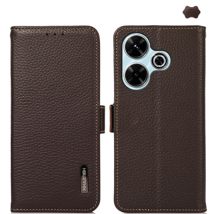 For Redmi 13 4G KHAZNEH Side-Magnetic Litchi Genuine Leather RFID Phone Case(Brown)
For Redmi 13 4G KHAZNEH Side-Magnetic Litchi Genuine Leather RFID Phone Case(Brown)