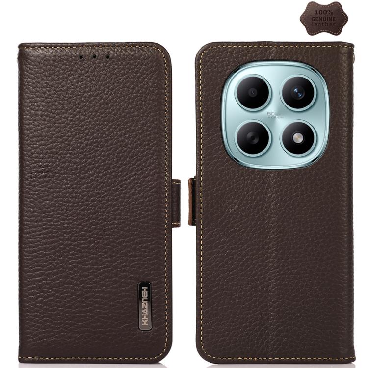 For Redmi Note 15 5G Global 164mm KHAZNEH Side-Magnetic Litchi Genuine Leather RFID Phone Case(Brown)
For Redmi Note 15 5G Global 164mm KHAZNEH Side-Magnetic Litchi Genuine Leather RFID Phone Case(Brown)