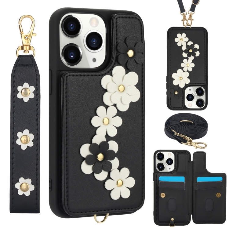 For iPhone 11 Pro Crossbody Flower Pattern Leather Phone Case(Black)
For iPhone 11 Pro Crossbody Flower Pattern Leather Phone Case(Black)