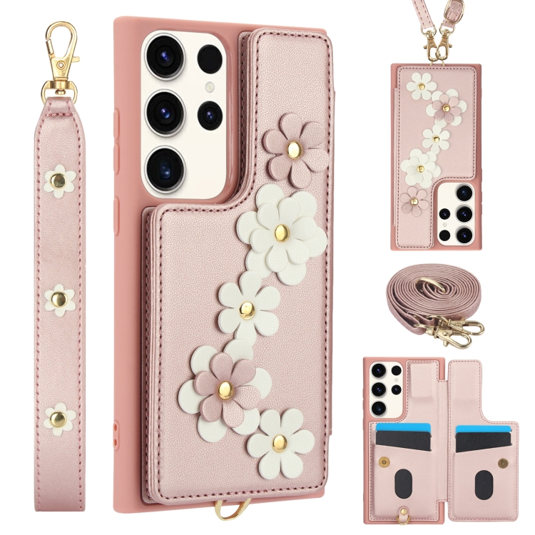 For Samsung Galaxy S23 Ultra 5G Crossbody Flower Pattern Leather Phone Case(Rose Gold)
For Samsung Galaxy S23 Ultra 5G Crossbody Flower Pattern Leather Phone Case(Rose Gold)