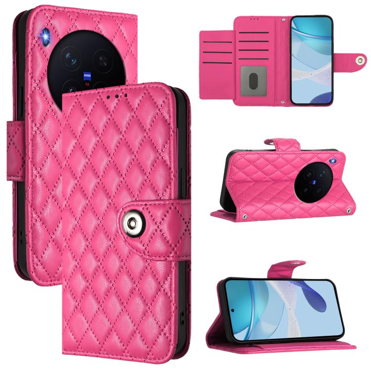 For vivo X300 Rhombic Texture Flip Leather Phone Case with Lanyard(Rose Red)
For vivo X300 Rhombic Texture Flip Leather Phone Case with Lanyard(Rose Red)