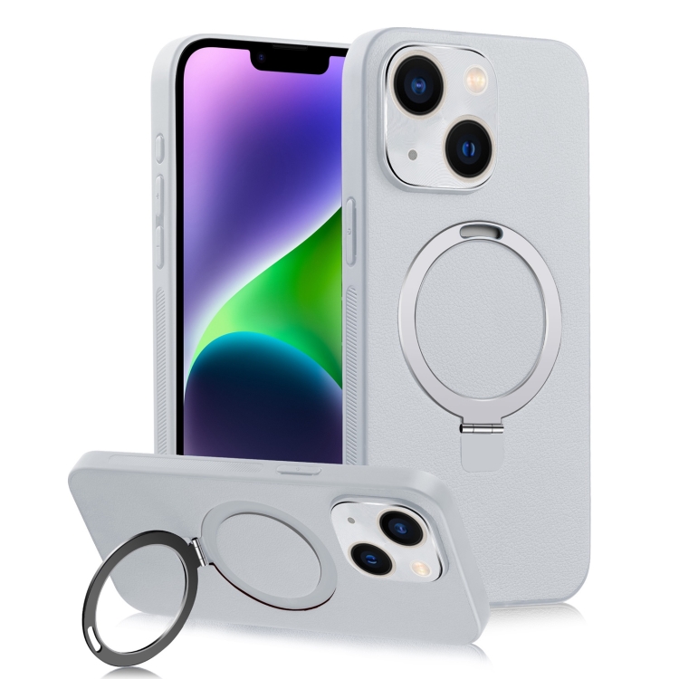 For iPhone 14 Plus MagSafe Rotation Holder PC + Leather Phone Case(White)
For iPhone 14 Plus MagSafe Rotation Holder PC + Leather Phone Case(White)