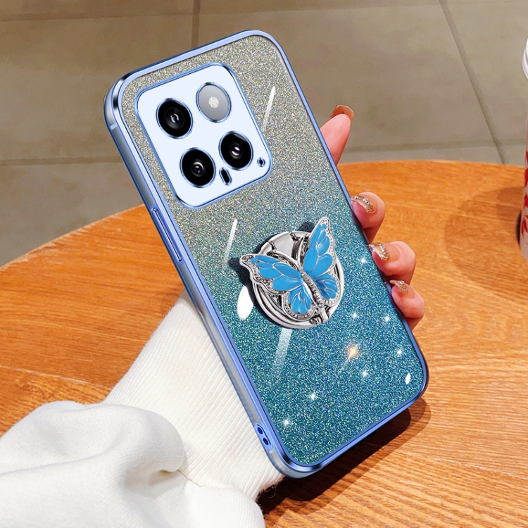 For Xiaomi 14 Plated Gradient Glitter Butterfly Holder TPU Phone Case(Sierra Blue)
For Xiaomi 14 Plated Gradient Glitter Butterfly Holder TPU Phone Case(Sierra Blue)