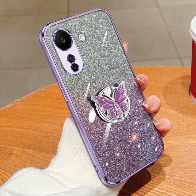 For Redmi 13C Plated Gradient Glitter Butterfly Holder TPU Phone Case(Purple)
For Redmi 13C Plated Gradient Glitter Butterfly Holder TPU Phone Case(Purple)
