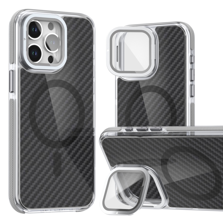 For iPhone 13 Pro Max Magsafe Dual-Color Carbon Fiber Lens Film Phone Case with Lens Fold Holder(Gray)
For iPhone 13 Pro Max Magsafe Dual-Color Carbon Fiber Lens Film Phone Case with Lens Fold Holder(Gray)