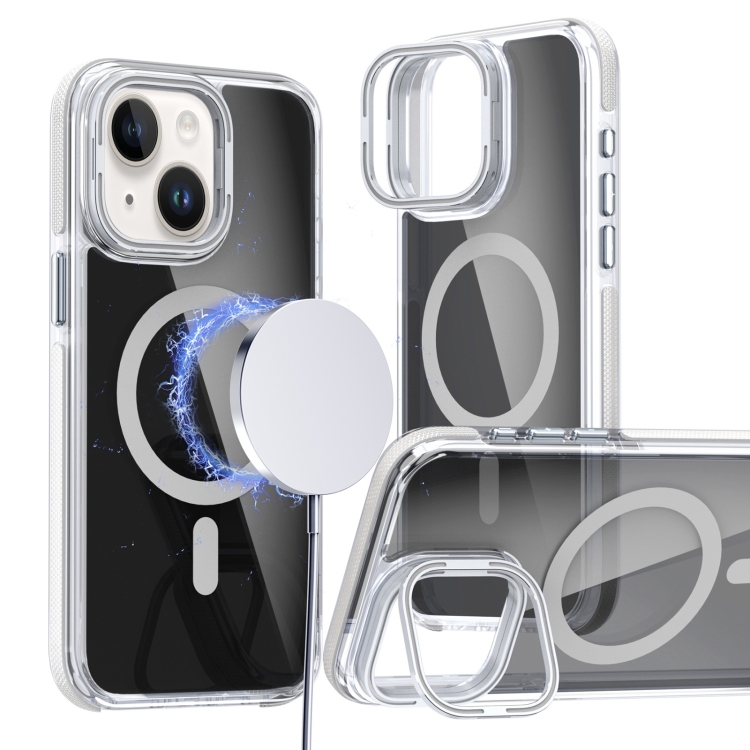 For iPhone 14 Plus Magsafe Dual-Color Transparent Black Lens Holder Phone Case(White)
For iPhone 14 Plus Magsafe Dual-Color Transparent Black Lens Holder Phone Case(White)