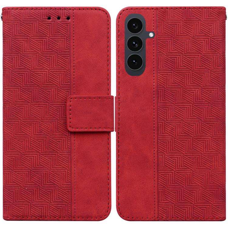 For Samsung Galaxy S25 FE 5G Geometric Embossed Leather Phone Case(Red)
For Samsung Galaxy S25 FE 5G Geometric Embossed Leather Phone Case(Red)