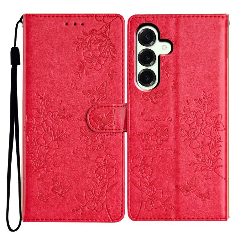 For Samsung Galaxy S25 FE 5G Butterflies and Flowers Leather Phone Case(Red)
For Samsung Galaxy S25 FE 5G Butterflies and Flowers Leather Phone Case(Red)
