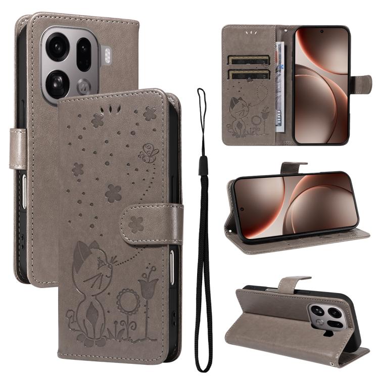 For OPPO Find X9 Pro Cat and Bee Embossed Flip Leather Phone Case(Grey)
For OPPO Find X9 Pro Cat and Bee Embossed Flip Leather Phone Case(Grey)