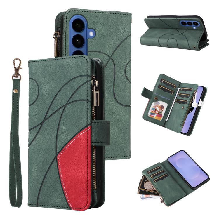 For Galaxy S26 5G Dual-color 9 Card Slots Zipper Wallet Leather Phone Case(Green)
For Galaxy S26 5G Dual-color 9 Card Slots Zipper Wallet Leather Phone Case(Green)