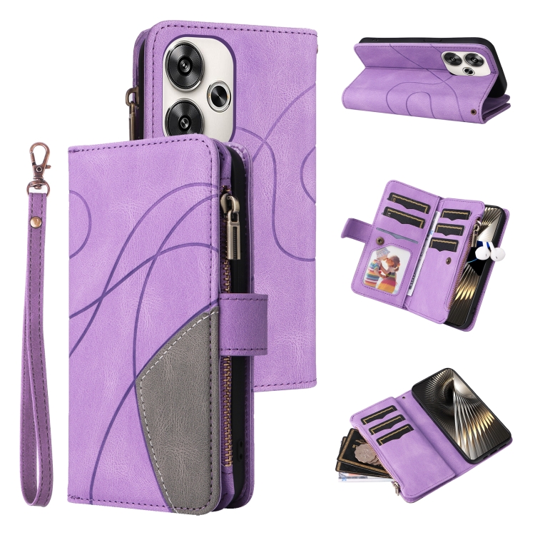 For Xiaomi Poco F6 Dual-color 9 Card Slots Zipper Wallet Leather Phone Case(Purple)
For Xiaomi Poco F6 Dual-color 9 Card Slots Zipper Wallet Leather Phone Case(Purple)