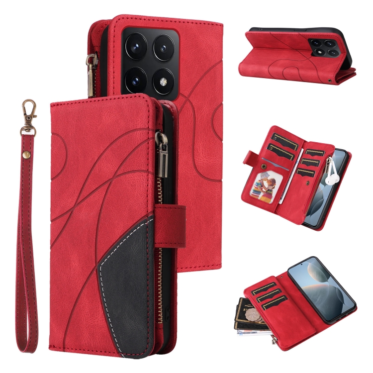 For Xiaomi 14T Dual-color 9 Card Slots Zipper Wallet Leather Phone Case(Red)
For Xiaomi 14T Dual-color 9 Card Slots Zipper Wallet Leather Phone Case(Red)