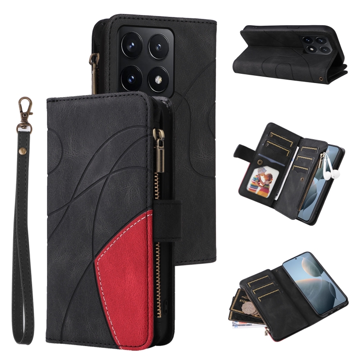 For Xiaomi 14T Dual-color 9 Card Slots Zipper Wallet Leather Phone Case(Black)
For Xiaomi 14T Dual-color 9 Card Slots Zipper Wallet Leather Phone Case(Black)