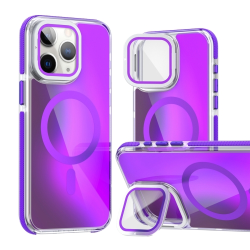 For iPhone 11 Pro Max MagSafe Gradient Color Lens Film Phone Case with Lens Fold Holder(Purple)
For iPhone 11 Pro Max MagSafe Gradient Color Lens Film Phone Case with Lens Fold Holder(Purple)