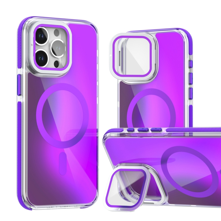 For iPhone 13 Pro MagSafe Gradient Color Lens Film Phone Case with Lens Fold Holder(Purple)
For iPhone 13 Pro MagSafe Gradient Color Lens Film Phone Case with Lens Fold Holder(Purple)