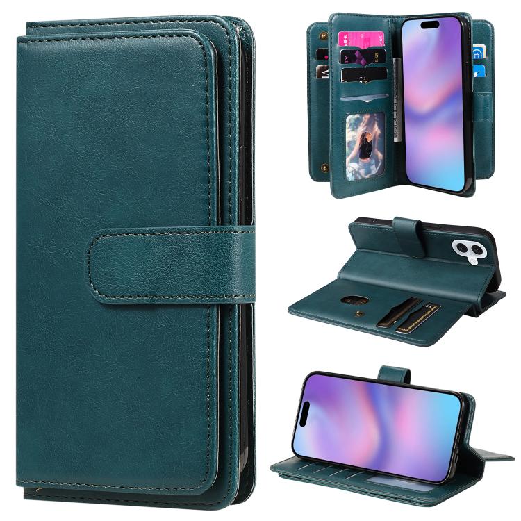 For iPhone 17 Multi-Function Wallet 10 Card Slots Leather Phone Case(Dark Green)
For iPhone 17 Multi-Function Wallet 10 Card Slots Leather Phone Case(Dark Green)