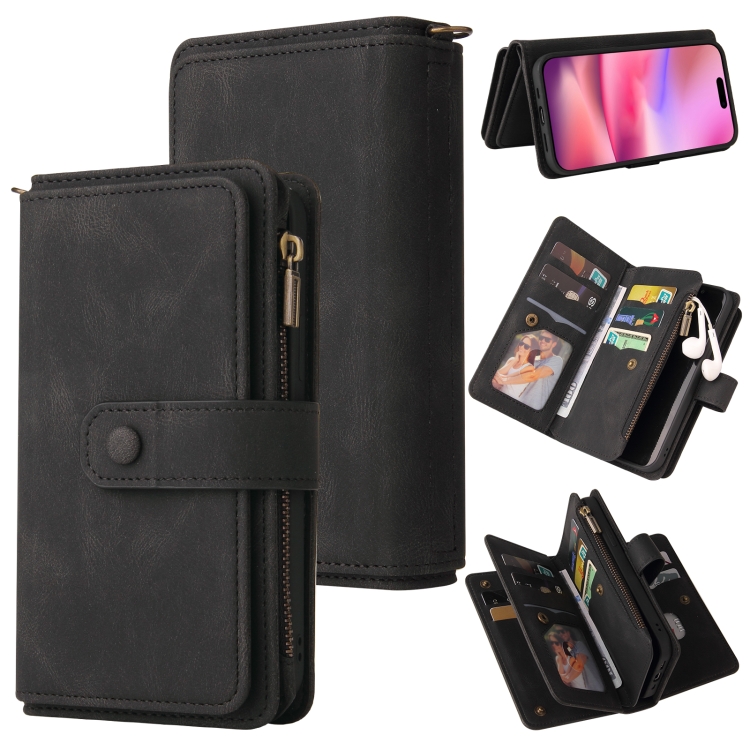 For iPhone 16 Skin Feel Multi Card Slots Zipper Wallet Leather Phone Case(Black)
For iPhone 16 Skin Feel Multi Card Slots Zipper Wallet Leather Phone Case(Black)