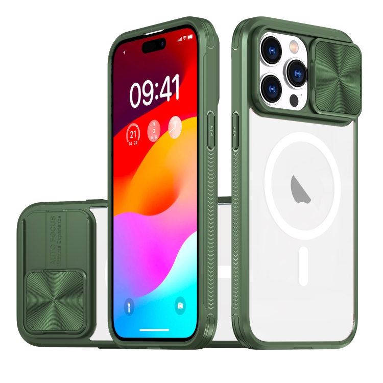 For iPhone 12 Pro Max Clear Acrylic + PC + TPU MagSafe Lens Sliding Cover Full Coverage Phone Case(Olive Green)
For iPhone 12 Pro Max Clear Acrylic + PC + TPU MagSafe Lens Sliding Cover Full Coverage Phone Case(Olive Green)
