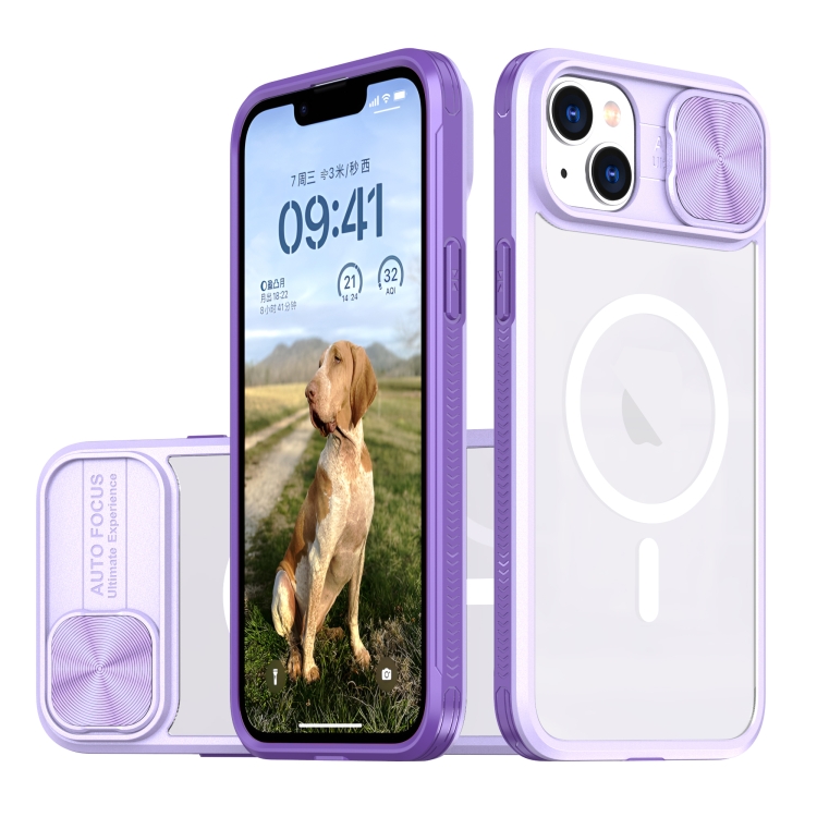 For iPhone 14 / 13 Clear Acrylic + PC + TPU MagSafe Lens Sliding Cover Full Coverage Phone Case(Purple)
For iPhone 14 / 13 Clear Acrylic + PC + TPU MagSafe Lens Sliding Cover Full Coverage Phone Case(Purple)