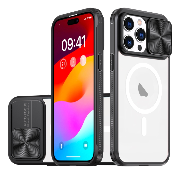For iPhone 15 Pro Max Clear Acrylic + PC + TPU MagSafe Lens Sliding Cover Full Coverage Phone Case(Black)
For iPhone 15 Pro Max Clear Acrylic + PC + TPU MagSafe Lens Sliding Cover Full Coverage Phone Case(Black)