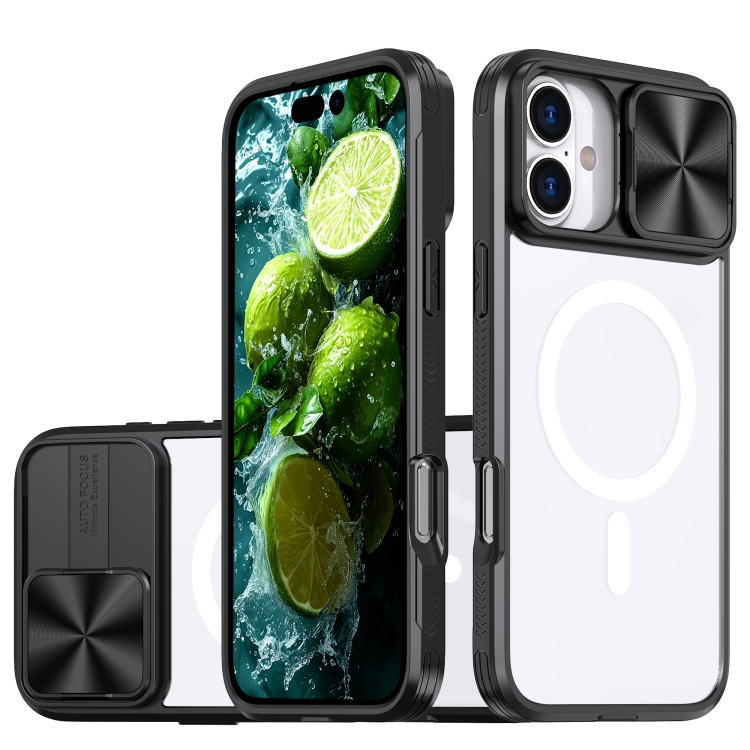 For iPhone 16 Plus Clear Acrylic + PC + TPU MagSafe Lens Sliding Cover Full Coverage Phone Case(Black)
For iPhone 16 Plus Clear Acrylic + PC + TPU MagSafe Lens Sliding Cover Full Coverage Phone Case(Black)