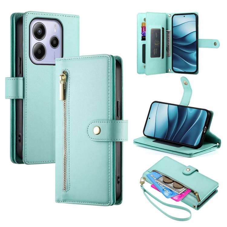For Redmi Note 14 4G 164.84mm Nine Card-slot Zipper Wallet Bag Leather Phone Case(Mint Green)
For Redmi Note 14 4G 164.84mm Nine Card-slot Zipper Wallet Bag Leather Phone Case(Mint Green)