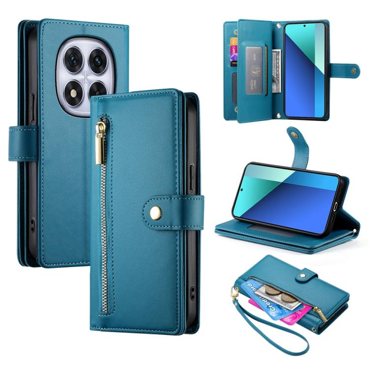 For Redmi Note 14 Pro 4G Nine Card-slot Zipper Wallet Bag Leather Phone Case(Blue)
For Redmi Note 14 Pro 4G Nine Card-slot Zipper Wallet Bag Leather Phone Case(Blue)