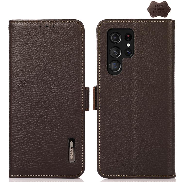 For Samsung Galaxy S26 Ultra 5G KHAZNEH Side-Magnetic Litchi Genuine Leather RFID Phone Case(Brown)
For Samsung Galaxy S26 Ultra 5G KHAZNEH Side-Magnetic Litchi Genuine Leather RFID Phone Case(Brown)