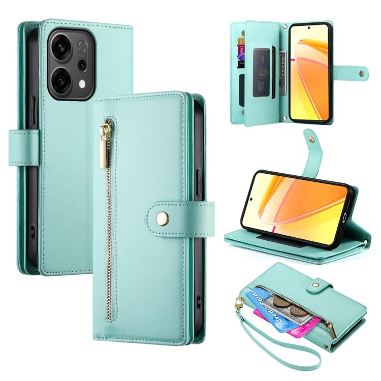 For OPPO Reno14 Global / Reno14 F 5G Nine Card-slot Zipper Wallet Bag Leather Phone Case(Mint Green)
For OPPO Reno14 Global / Reno14 F 5G Nine Card-slot Zipper Wallet Bag Leather Phone Case(Mint Green)
