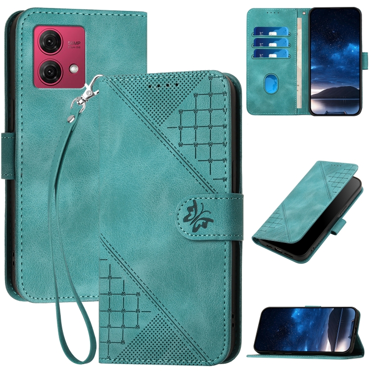 For Motorola Moto G84 5G Grid Butterfly Embossed Pattern Leather Phone Case with Lanyard(Light Blue)
For Motorola Moto G84 5G Grid Butterfly Embossed Pattern Leather Phone Case with Lanyard(Light Blue)
