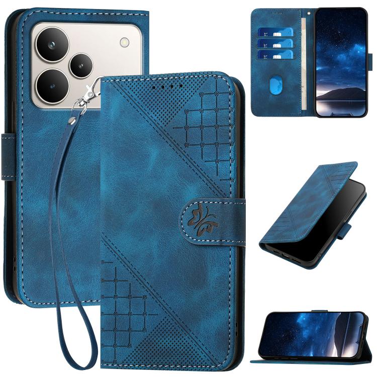 For Realme P4 Pro 5G Grid Butterfly Embossed Pattern Leather Phone Case with Lanyard(Dark Blue) 
For Realme P4 Pro 5G Grid Butterfly Embossed Pattern Leather Phone Case with Lanyard(Dark Blue)
