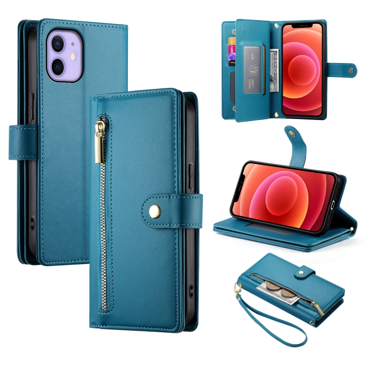 For iPhone 12 / 12 Pro Nine Card-slot Zipper Wallet Bag Leather Phone Case(Blue)
For iPhone 12 / 12 Pro Nine Card-slot Zipper Wallet Bag Leather Phone Case(Blue)