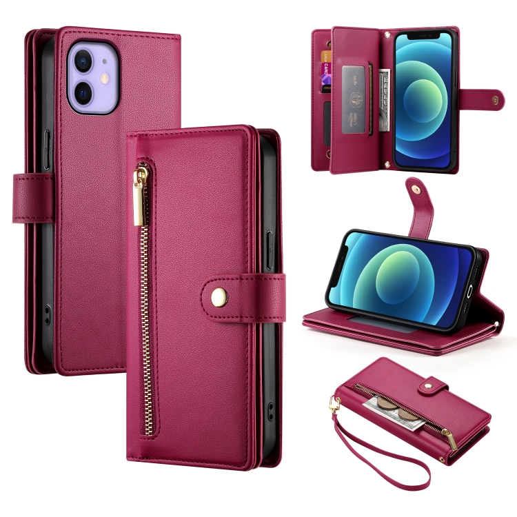 For iPhone 12 mini Nine Card-slot Zipper Wallet Bag Leather Phone Case(Red)
For iPhone 12 mini Nine Card-slot Zipper Wallet Bag Leather Phone Case(Red)
